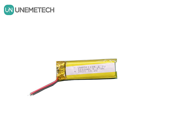 3.7V 100mAh 301235 επαναφορτιζόμενη μπαταρία πολυμερούς λιθίου για καταναλωτικά ηλεκτρονικά
