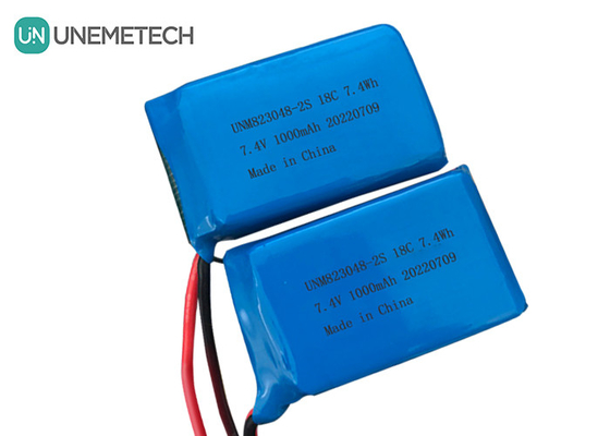 2S υψηλής ταχύτητας εκφόρτισης μπαταρία LiPo / 18C μπαταρία πολυμερούς λιθίου 7.4v 1000mah 823048