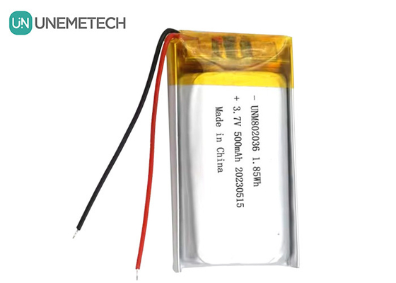 UNEMETECH 3.7V μπαταρία πολυμερούς ιόντων λιθίου 500mAh μπαταρία πολυμερούς λιθίου 802036 1.85Wh μπαταρία LiPo
