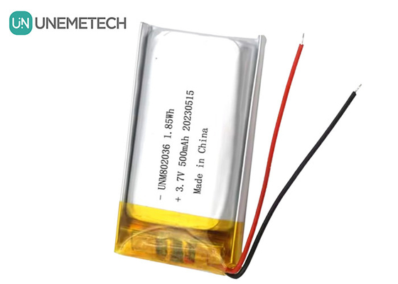 UNEMETECH 3.7V μπαταρία πολυμερούς ιόντων λιθίου 500mAh μπαταρία πολυμερούς λιθίου 802036 1.85Wh μπαταρία LiPo