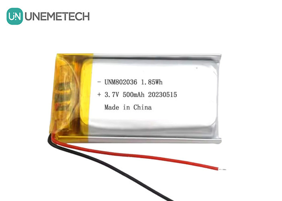 UNEMETECH 3.7V μπαταρία πολυμερούς ιόντων λιθίου 500mAh μπαταρία πολυμερούς λιθίου 802036 1.85Wh μπαταρία LiPo
