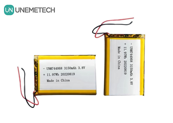 Ανανεώσιμη μπαταρία Lipo υψηλής τάσης 3.8V 744068 3150mah μπαταρία για σύστημα παρακολούθησης GPS