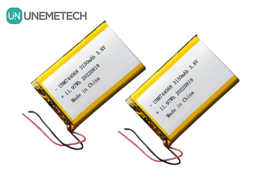 Ανανεώσιμη μπαταρία Lipo υψηλής τάσης 3.8V 744068 3150mah μπαταρία για σύστημα παρακολούθησης GPS