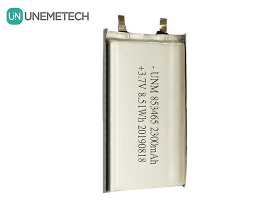 3.7V 2300mah Ενιαία κυψέλη πολυμερούς μπαταρίας λιθίου 853465 με IEC62133 για ιατρικό εξοπλισμό