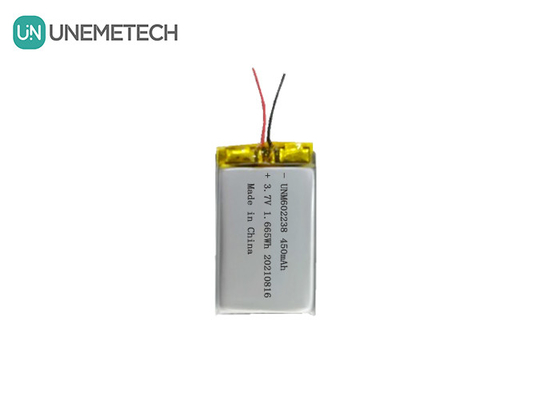 4.2V επαναφορτιζόμενη μπαταρία πολυμερούς λιθίου 602238 3.7V 450mAh για καταναλωτικά ηλεκτρονικά