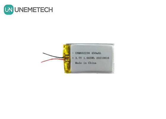 4.2V επαναφορτιζόμενη μπαταρία πολυμερούς λιθίου 602238 3.7V 450mAh για καταναλωτικά ηλεκτρονικά