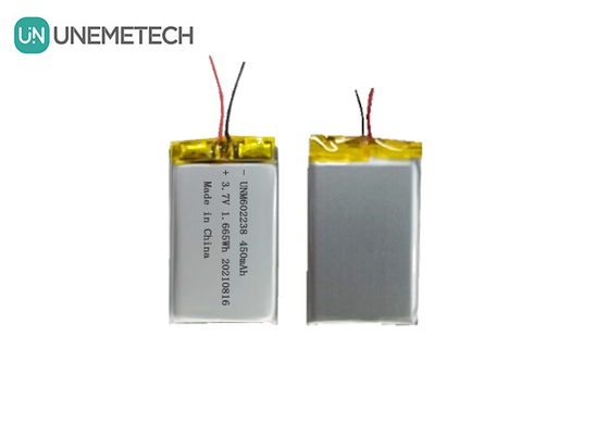 4.2V επαναφορτιζόμενη μπαταρία πολυμερούς λιθίου 602238 3.7V 450mAh για καταναλωτικά ηλεκτρονικά