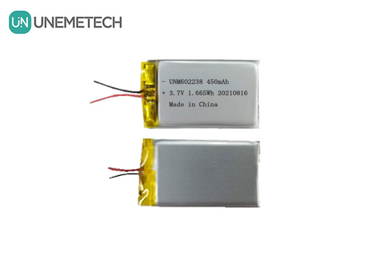 4.2V επαναφορτιζόμενη μπαταρία πολυμερούς λιθίου 602238 3.7V 450mAh για καταναλωτικά ηλεκτρονικά