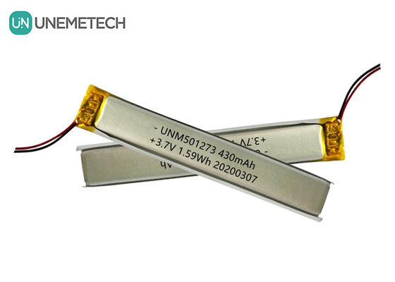 5.0*12.0*73.0mm μπαταρία πολυμερούς λιθίου / 3.7V 430mAh 501273 Thin Lipo μπαταρία για συσκευές Bluetooth