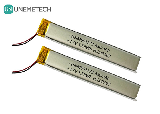 5.0*12.0*73.0mm μπαταρία πολυμερούς λιθίου / 3.7V 430mAh 501273 Thin Lipo μπαταρία για συσκευές Bluetooth
