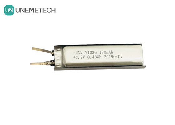 3.7 Λιθιοϊονική πολυμερή μπαταρία / IEC62133 Εγκρίθηκε 471036 130mAh Λιθιοϊονική πολυμερή μπαταρία