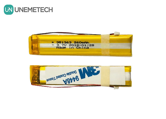 Μακρύ στενό 3.7V 260mAh Τεχνητή μπαταρία πολυμερούς λιθίου 351363 για έξυπνα γυαλιά