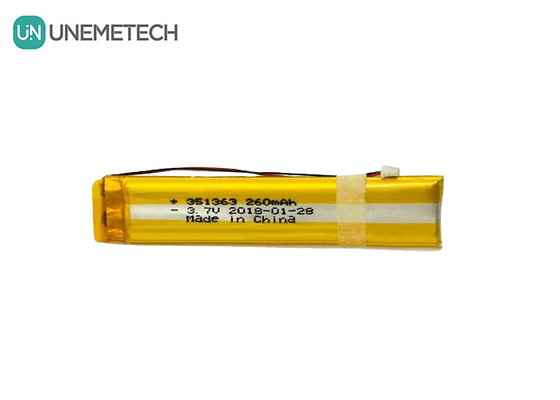 Μακρύ στενό 3.7V 260mAh Τεχνητή μπαταρία πολυμερούς λιθίου 351363 για έξυπνα γυαλιά