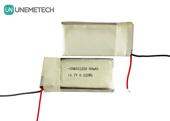 3.7V 60mAh Υπερμικρή επαναφορτιζόμενη μπαταρία Lipo 351220 Για φορητά προϊόντα