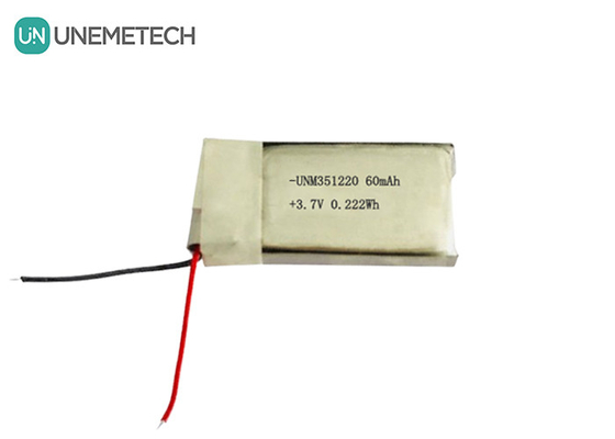 3.7V 60mAh Υπερμικρή επαναφορτιζόμενη μπαταρία Lipo 351220 Για φορητά προϊόντα