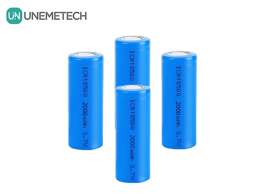 3.7V 18500 μπαταρία ιόντων λιθίου 2000mAh επαναφορτιζόμενη κυλινδρική για φακό