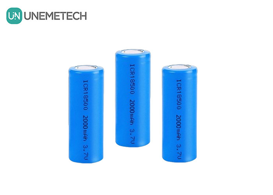 3.7V 18500 μπαταρία ιόντων λιθίου 2000mAh επαναφορτιζόμενη κυλινδρική για φακό