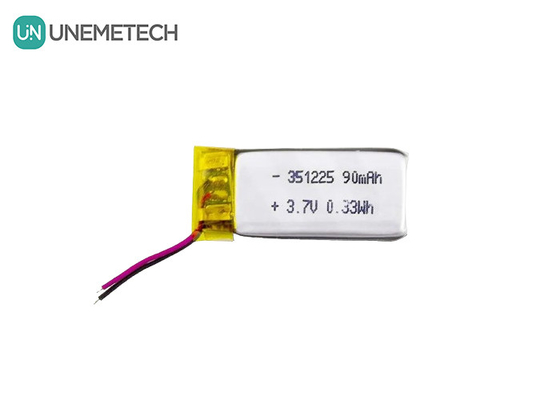 351225 Πολυμερή μπαταρία ιόντων λιθίου 3.7V 90mAh επαναφορτιζόμενη πολύ λεπτή μπαταρία πολυμερούς λιθίου