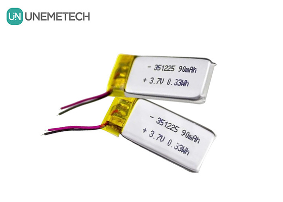 351225 Πολυμερή μπαταρία ιόντων λιθίου 3.7V 90mAh επαναφορτιζόμενη πολύ λεπτή μπαταρία πολυμερούς λιθίου