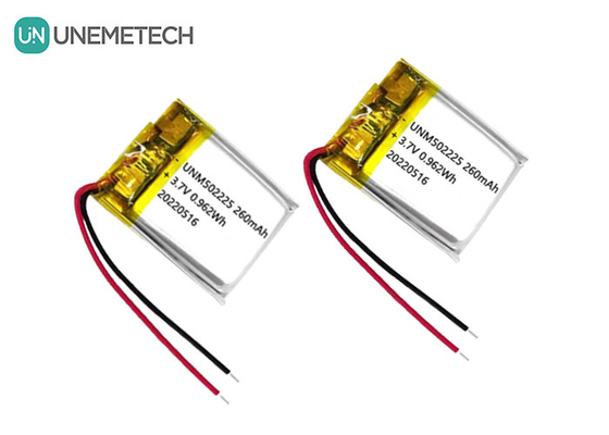 3.7V επαναφορτιζόμενη μπαταρία ιόντων λιθίου πολυμερούς 502225 260mAh για ασύρματους αισθητήρες