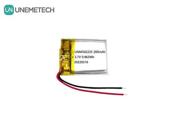 3.7V επαναφορτιζόμενη μπαταρία ιόντων λιθίου πολυμερούς 502225 260mAh για ασύρματους αισθητήρες