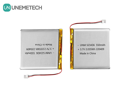 Λιθιοϊονική μπαταρία πολυμερούς 3.7V 550mAh 523436 επαναφορτιζόμενη μπαταρία πολυμερούς Li για GPS Tracker