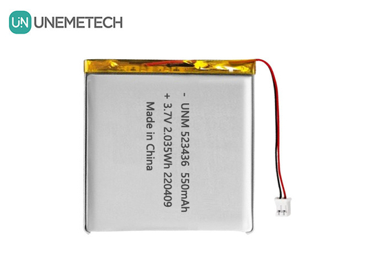 Λιθιοϊονική μπαταρία πολυμερούς 3.7V 550mAh 523436 επαναφορτιζόμενη μπαταρία πολυμερούς Li για GPS Tracker