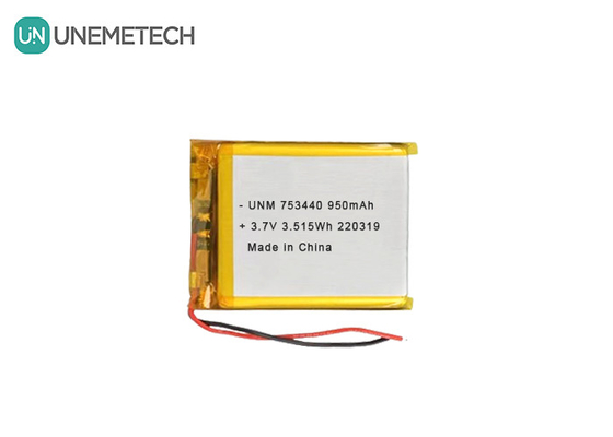 3.7V μπαταρία πολυμερούς λιθίου 950mAh 753440 μπαταρία τσάντας για μικροσκοπική κάμερα