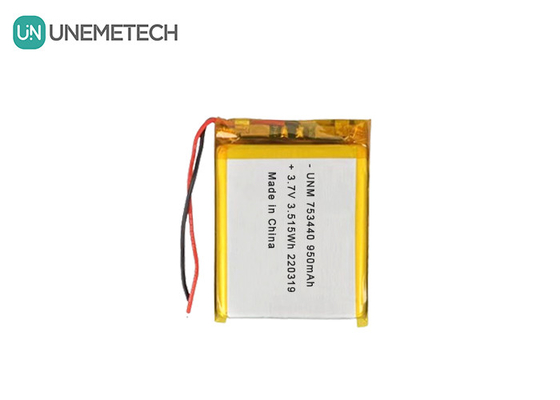 3.7V μπαταρία πολυμερούς λιθίου 950mAh 753440 μπαταρία τσάντας για μικροσκοπική κάμερα
