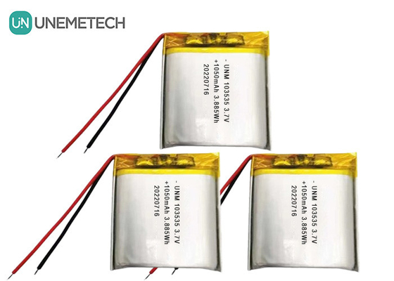 3.7V 1050mAh Custom Compact Design Lipo Battery 103535 Για μικροσκοπικούς προβολέες