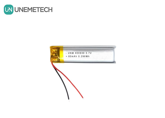 3.7V 80mAh 400930 Τυποποιημένη μπαταρία πολυμερούς λιθίου χαμηλού βάρους για ηλεκτρονικά κεριά