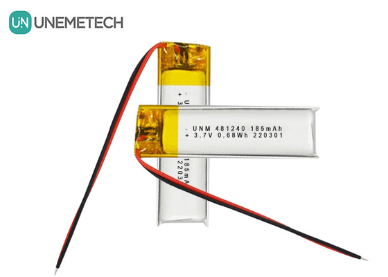 3.7V 185mAh 481240 Λιθιοϊονική και πολυμερή μπαταρία λιθίου για DVR αυτοκινήτων