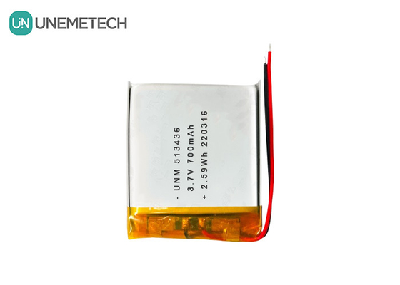 3.7V 700mAh 513436 επαναφορτιζόμενη μπαταρία πολυμερούς ιόντων λιθίου για εντοπιστές GPS