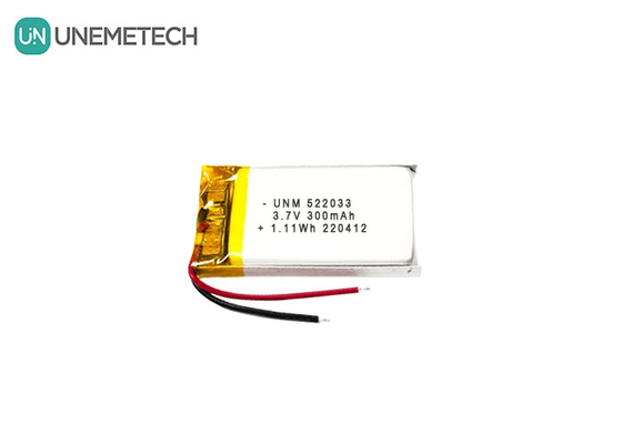 3.7V 300mAh 522033 Ευέλικτη προσαρμοσμένη μπαταρία πολυμερούς ιόντων λιθίου για έξυπνα ρολόγια