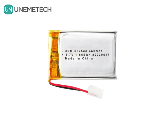 Ανανεώσιμη μπαταρία 3.7V 450mAh 602533 Deep Cycle Lipo για έξυπνα ρολόγια