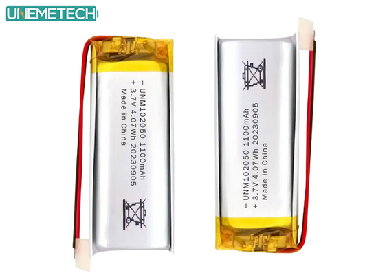 Προσαρμοσμένη μπαταρία Lipo 102050 3.7 V 1100mAh Li Polymer Battery Pack με έγκριση CE