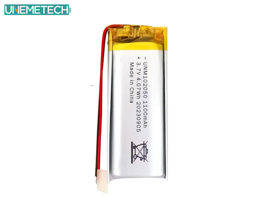 Προσαρμοσμένη μπαταρία Lipo 102050 3.7 V 1100mAh Li Polymer Battery Pack με έγκριση CE