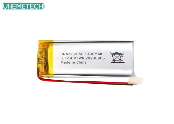 Προσαρμοσμένη μπαταρία Lipo 102050 3.7 V 1100mAh Li Polymer Battery Pack με έγκριση CE