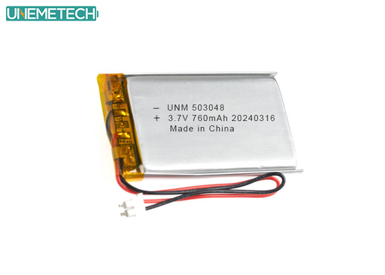 3.7 V 760mAh μπαταρία πολυμερούς λιθίου 503048 με έγκριση CE για έξυπνα ηλεκτρονικά