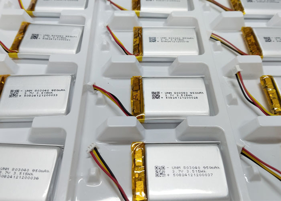 3.7V 950mAh 803040 Πολυμερή μπαταρία ιόντων λιθίου με Molex51021-3P για εξωτερική ηλεκτρονική συσκευή